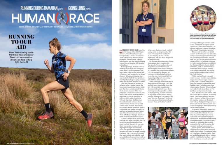 ELEANOR DAVIS athlete and Covid-19 doctor – interview, Runner’s World Sept 2020 issue