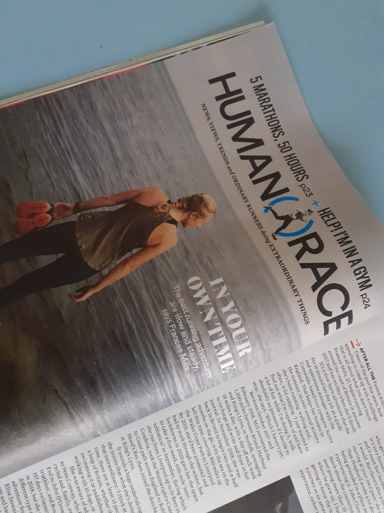 FRANCES MILLS, running around Britain’s coast, interview – Runner’s World, Sept 2021 issue