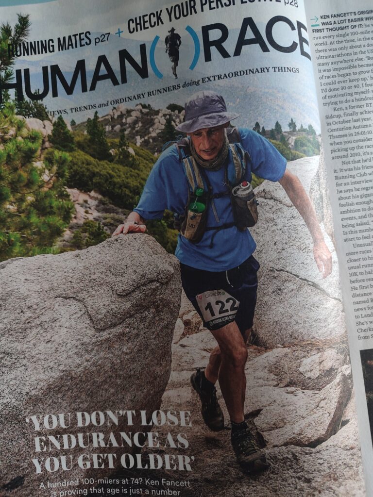 KEN FANCETT – 100 hundred-milers at 74 – Runner’s World, Nov 2024 issue