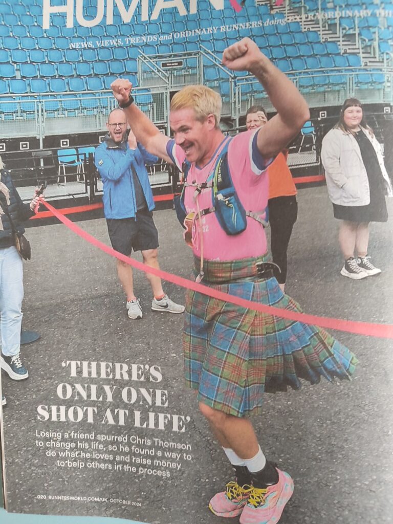 CHRIS THOMSON – 32 ultramarathons across Scotland – Runner’s World, Oct 2024 issue
