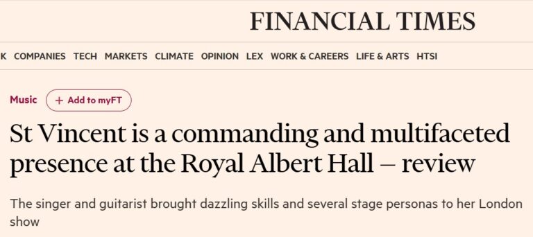 ST VINCENT, Albert Hall – Financial Times, June 2024
