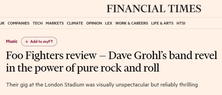 FOO FIGHTERS, London Stadium – Financial Times, June 2024